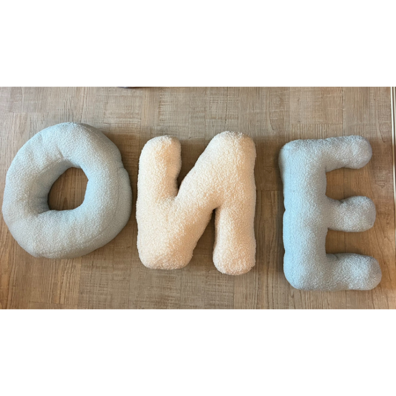 藍白ONE字樣抱枕